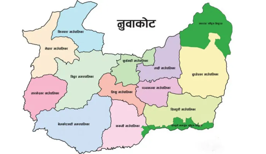 नुवाकोट जिल्लाको नक्सा